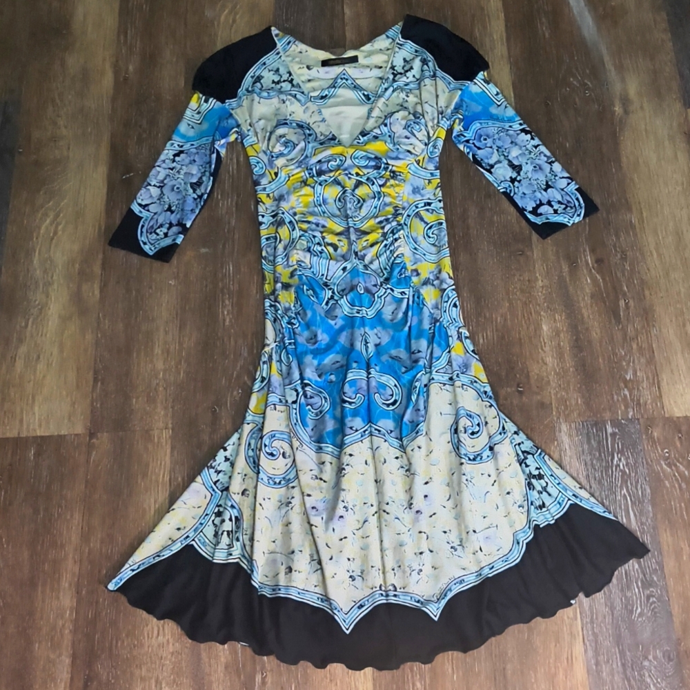 Roberto Cavalli Vintage Dress V Neck Ruched Size 40 - Picture 11 of 13